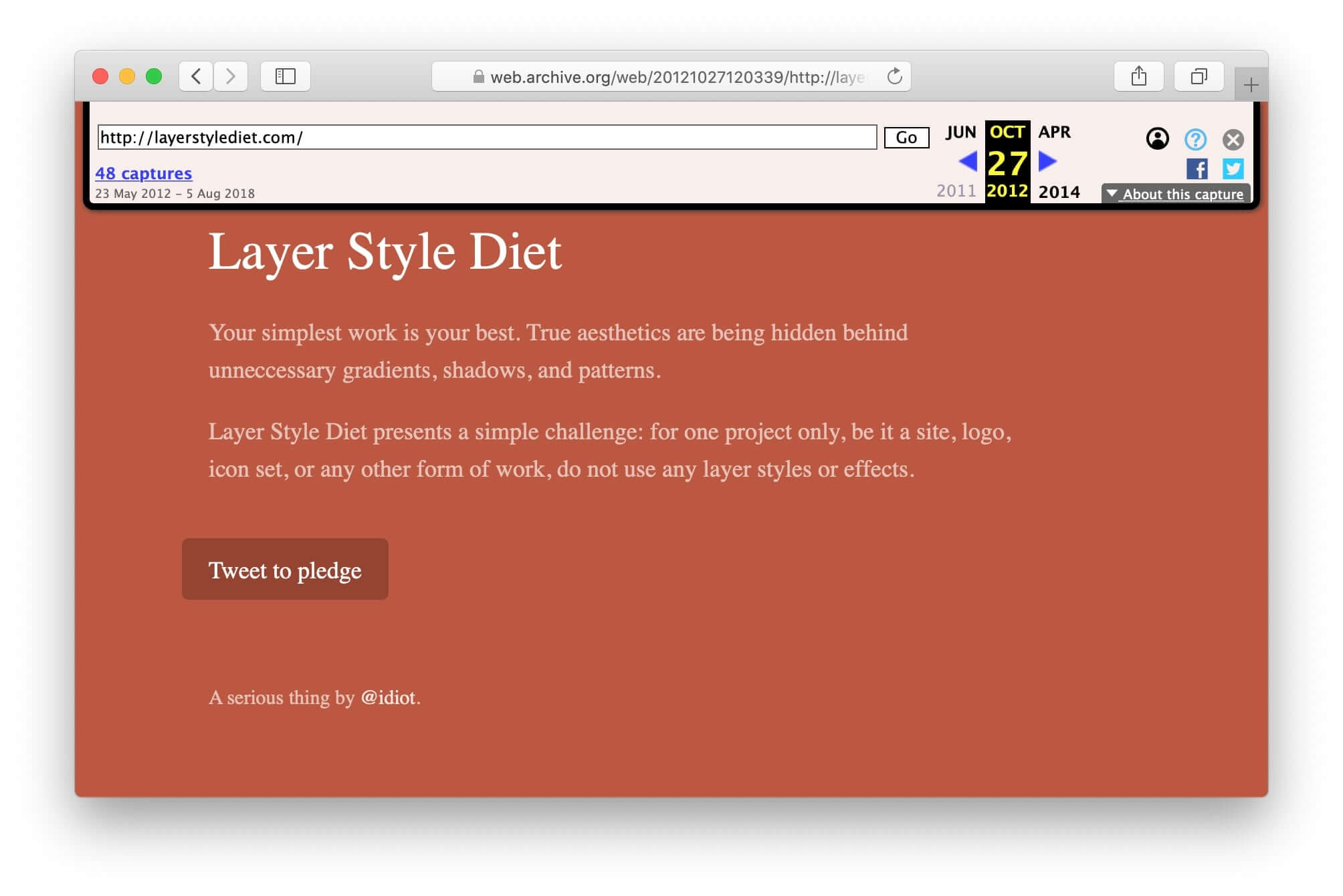 Screenshot of the layer style diet webpage