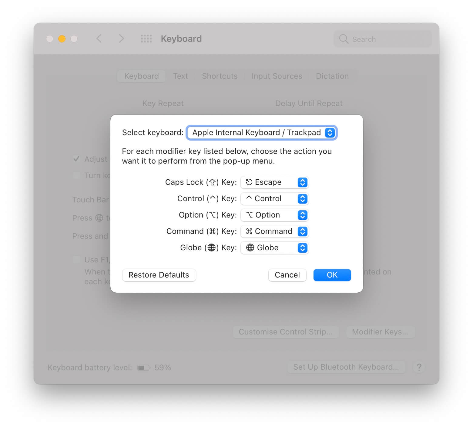 Caps Lock setting