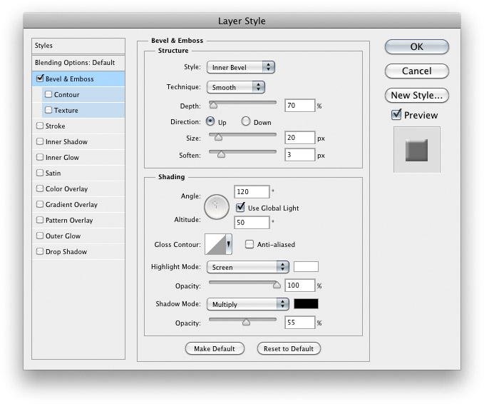 Photoshop's layer styles dialog
